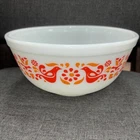 VTG Pyrex Ovenware 403 Friendship Birds 2-1/2 Qt Mixing Bowl Red & Orange   NICE