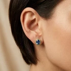 Radiant Vivid Blue Sapphire 10.05Ct 925 Sterling Silver Rose Gold Halo Earrings