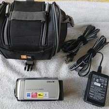 Sony Handycam DCR-SX63 Camcorder Silver Bundle Power Adapter, Memory Card  Case