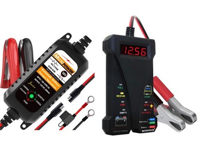 MOTOPOWER MP00205A 12V Battery Charger Maintainer with MP0514A Black 