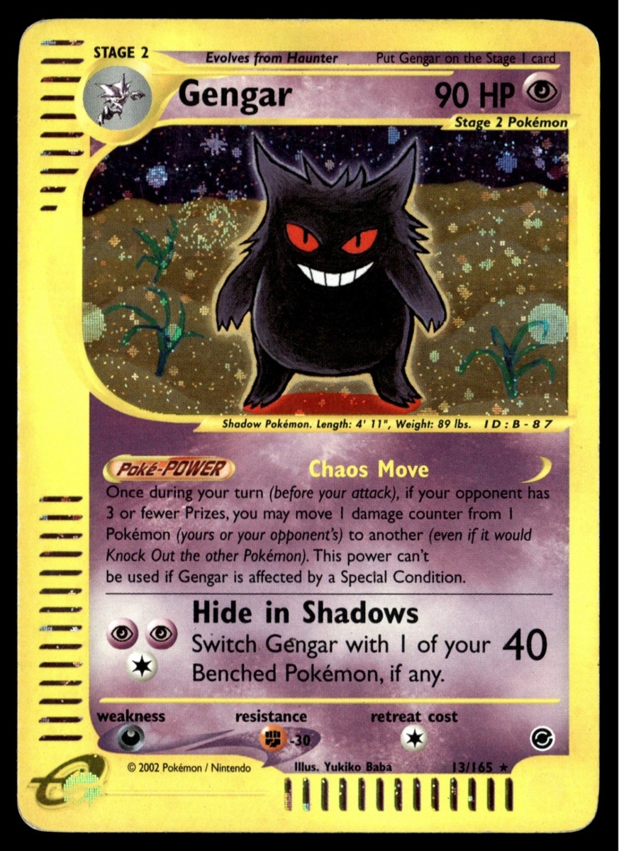 ✓ Pokemon Gengar 013/165 Expedition Base Set Holo Rare E-Reader