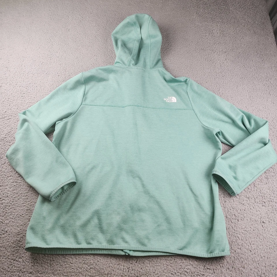 North Face Hoodie Sweatshirt Womens XXL Canyonlands Green Zip Performance Run - Image 2 of 4
