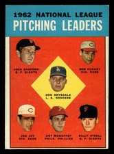 1963 Topps 1962 NL Pitching Ldrs Don Drysdale  #7 HOF MID HIGHER GRADE