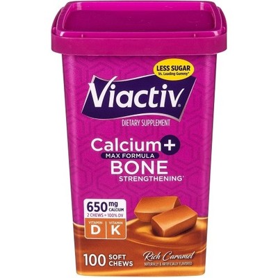 Viactiv Calcium Plus D Dietary Supplement 100 Caramel Soft Chews