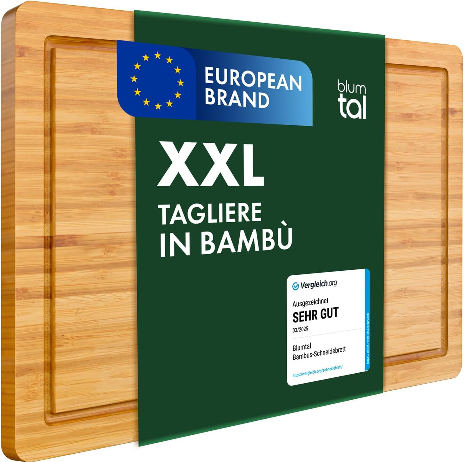 Tagliere Legno Grande Professionale - Design Anti-Goccia per Chef