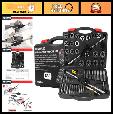 51-Pc Jumbo Tap and Die Set SAE - 1/4-20 to 1-14, Threading & Rethreading Tools
