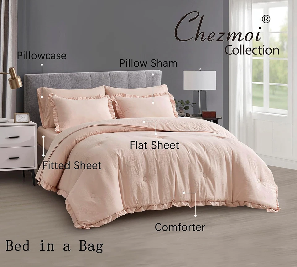 Eleanora Cama King Oversized em uma Bolsa 7 Peças Acabamento de Borda com Babados Microfone Lavado em Pedra - Imagem 3 de 4