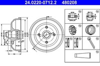 2X Ate Bremstrommel 24.0220-0712.2 FüR Opel Tr Tigra S93 Cc S83 Corsa M12X1,5