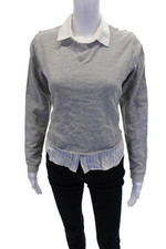 Rails Womens Long Sleeves Collared Crew Neck Sweatshirt Gray Size Extra Small