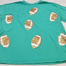 Timing Gold Sequin Footballs Kelly Green Tee Sz Small Versitale Multiple Teams