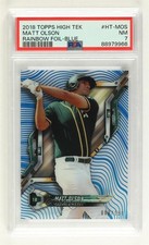2018 High Tek Pattern 1 Waves/Diagonals Blue Rainbow Foil Matt Olson PSA 7 1jp8