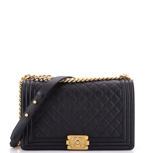 Chanel Boy Flap Bag Quilted Caviar New Medium