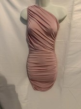 PrettyLittleThing Pink One Shoulder Ruched Bodycon Mini Dress UK 6 EU 34 US 2