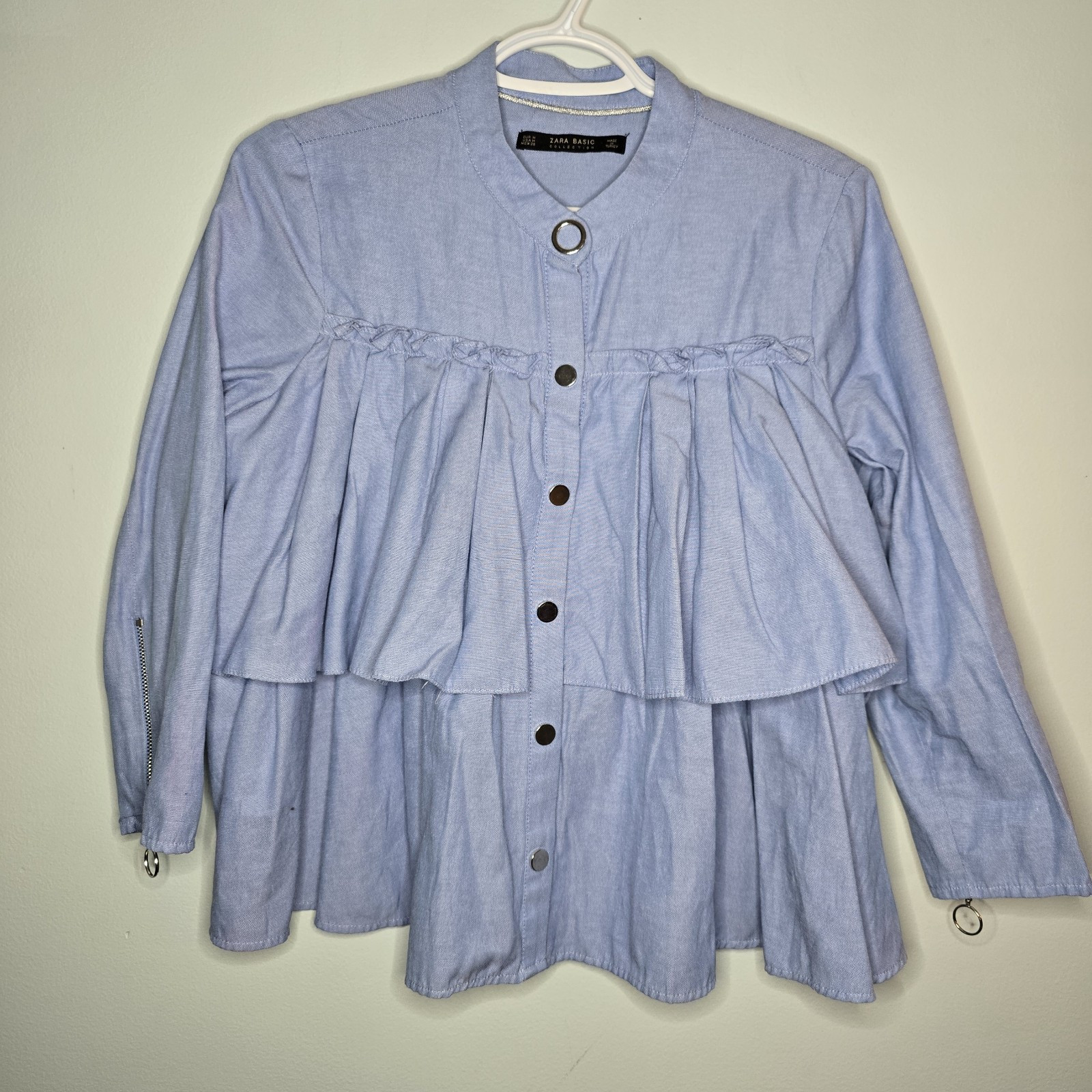 Zara Basic Collection Button Up Shirt Womens M Bl… - image 1