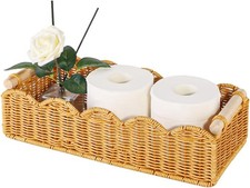Toilet Paper Basket Scalloped Wicker Bathroom Shelf Storage Basket  Waterproof