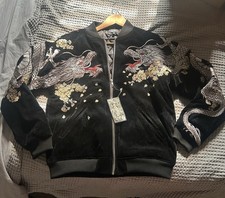 Japanese Sovienier Sukajan Bootleg Dragon Jacket Black Embroidery