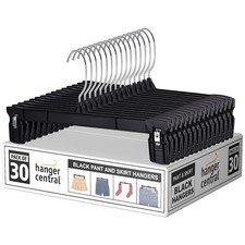 Hanger Central 30 Pack Pants Hangers – 10 Inch Slim Plastic Clothes 10, Black 