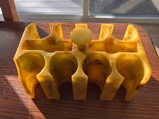 DAMAGED Chunk Missing Butterscotch Bakelite Swirl Poker Chip Caddy Catalin Attr.