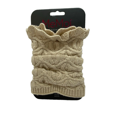 MeMoi  Woman's NWT Oatmeal One Size Ruffled Top Cable Knit Boot Topper