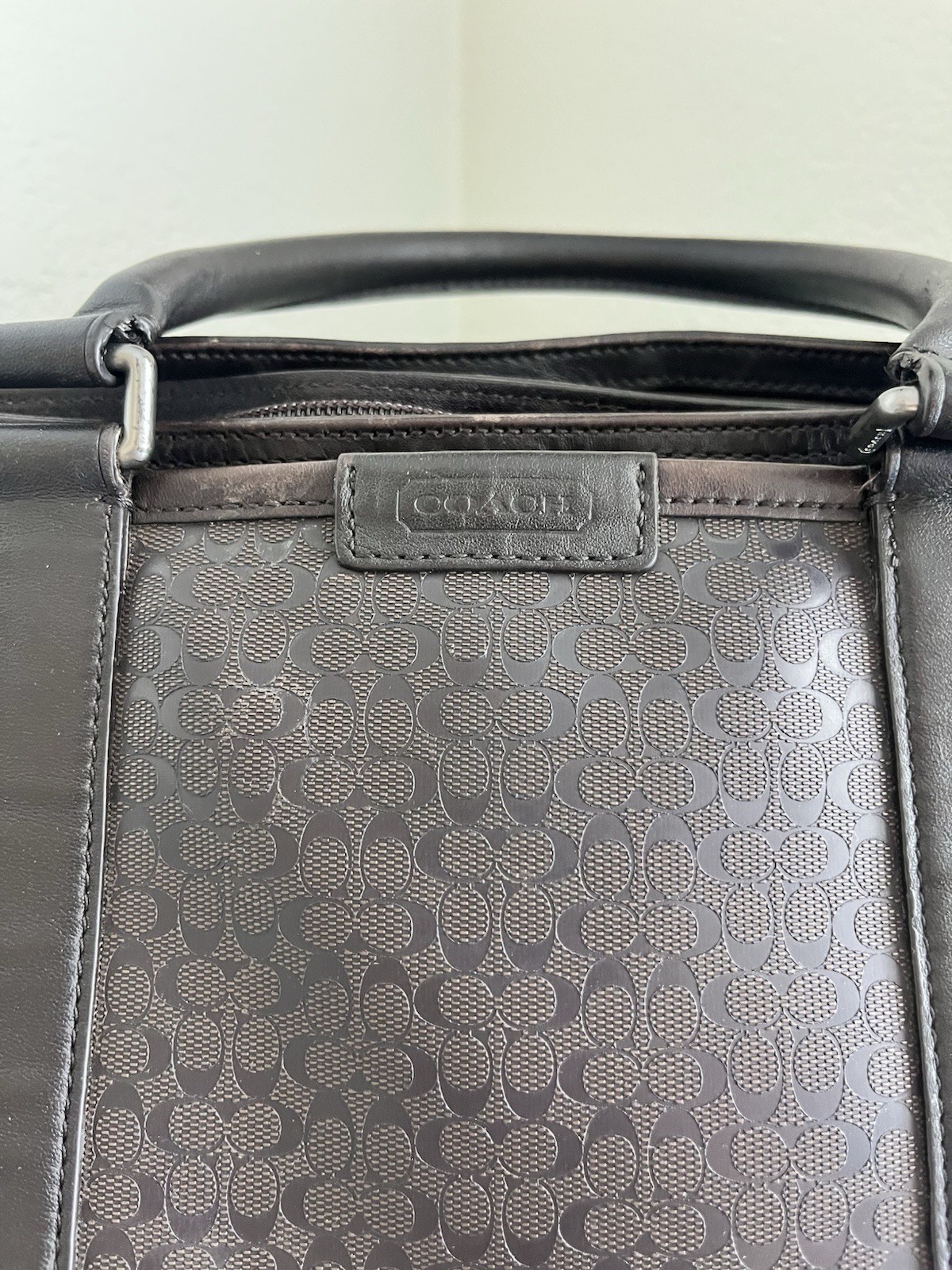 Coach Signature Print and Leather Dark Brown Brief Case image 3