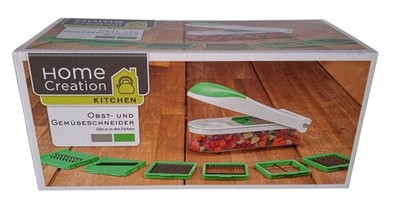 Home Creation  Multifunktions Schneider für Obst und Gemüse mit 6 Aufsätzen Grün