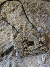 Nine West Faux Leather Snake Skin Crossbody Bag Organizer 80’s Retro Chic FRT