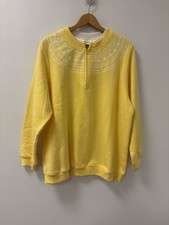 Vintage Blair 1/4 Zip Embroidered Flowers Sweatshirt Women's Size XL Yellow NWOT