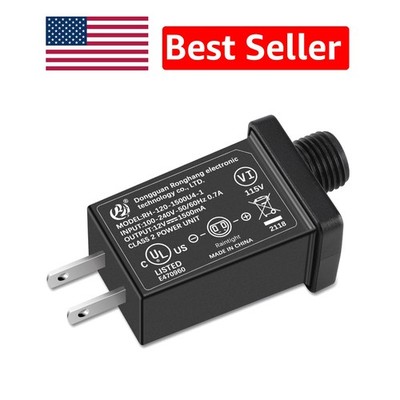 Rainproof 12V 1.5A Adapter for Christmas & Halloween Lights - -Certified