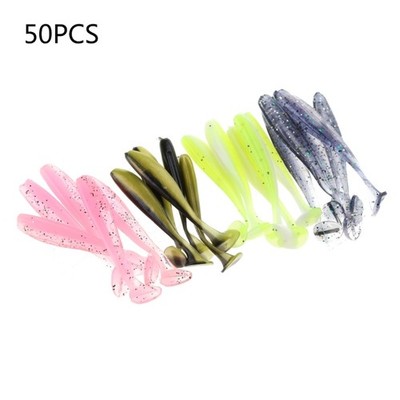50Pcs Soft Fishing Swimbaits Lures, Fishing Baits Kit for Freshwater Saltwater