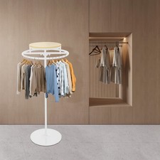 Round Clothing Rack, Clothes Display Rack, Rotatable Garment Rack White