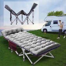 NAIZEA Outdoor Folding Cot Lounge Bed  Cots Bed for In/Outdoor W/Mat Carry Bag