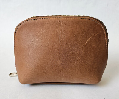 Parker Clay Leather Mulu Mini Catchall Pouch Rust Brown Cosmetic Toiletry Bag
