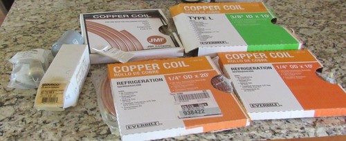 Lot Everbilt-Dial-JMF-50' Copper Tubing-Coil-1/4x20'-1/4x10-3/8x10-Refrigeration