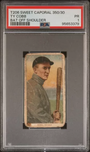 1909-11 T206 Ty Cobb Bat Off Shoulder PSA 1 Sweet Caporal 350/30