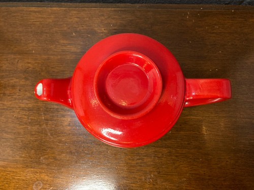 MCM Vtg Hall RARE TRUE RED Tricolator Pottery Ware Tea Coffee Pot & Metal Insert - Picture 2 of 8