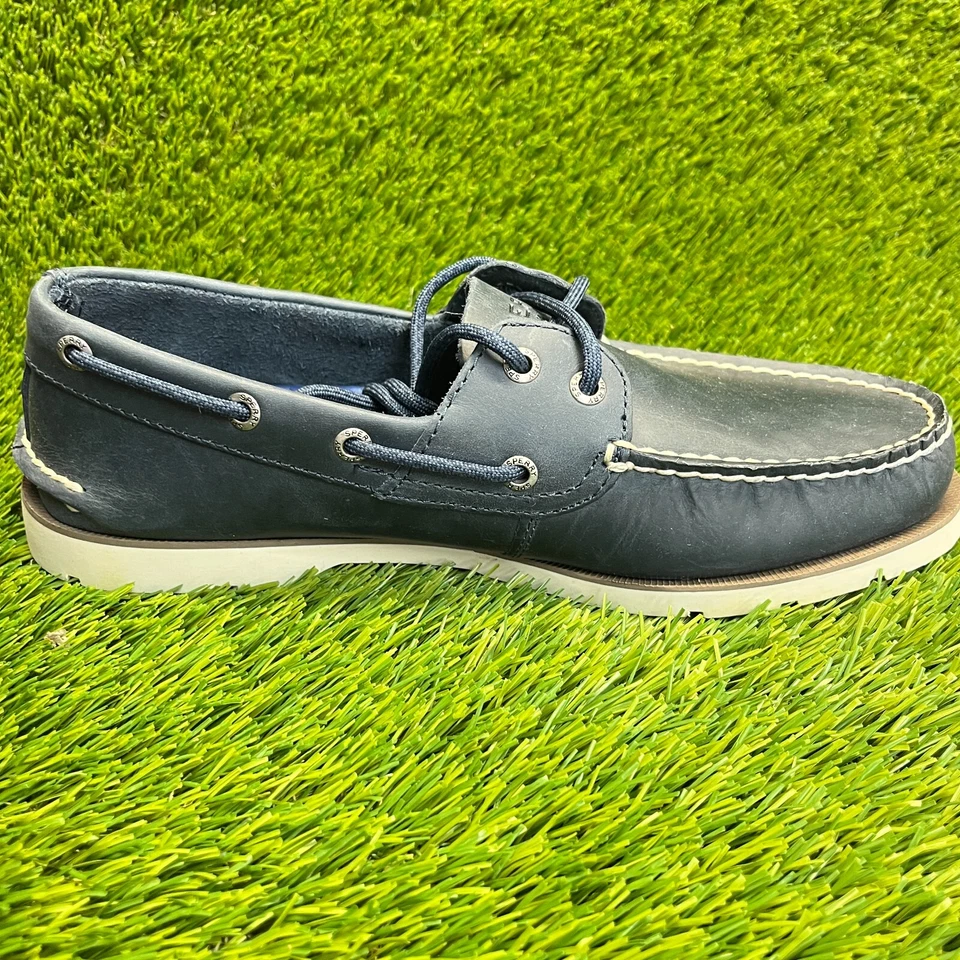 Zapatos de barco Sperry Leeward para hombre talla 8,5 azul clásico de cuero con cordones de 2 ojos Foto 4 de 4