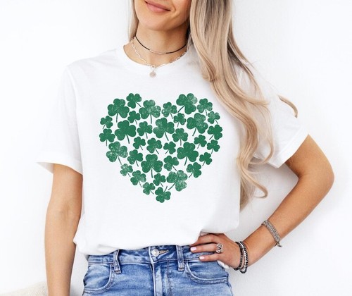 Shamrock Heart Sweatshirt, St Patricks Day Shirt, Shamrock Shirt, St Patrick - Picture 4 of 7