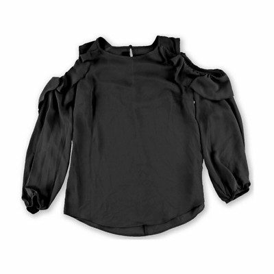 BCX Womens Ruffled Pullover Blouse | Black | XSmall