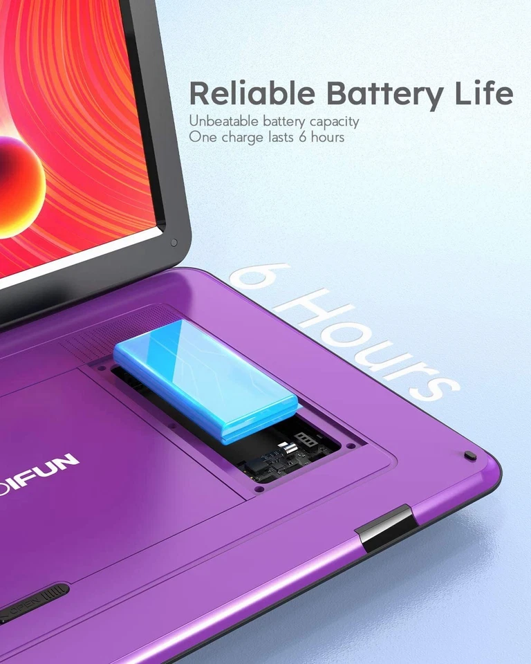 Reproductor de DVD portátil BOIFUN con pantalla giratoria HD grande recargable sin región Foto 3 de 4