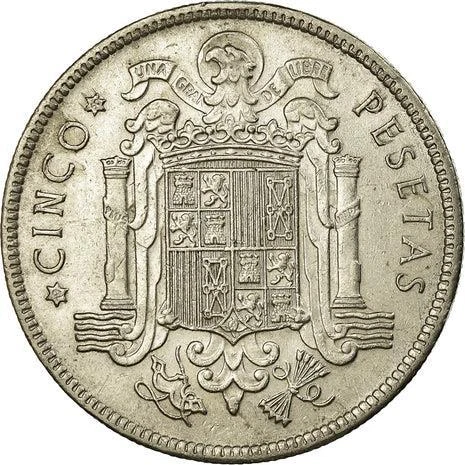 Moneda de 5 Pesetas España | Francisco Franco | KM778 | 1949 Foto 4 de 4