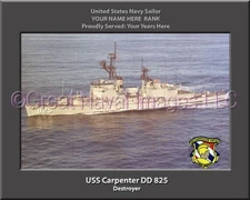 USS Carpenter DD 825 Personalized Canvas Ship Photo Print Navy Veteran Gift