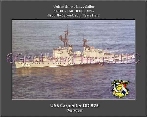 USS Carpenter DD 825 Personalized Canvas Ship Photo Print Navy Veteran Gift