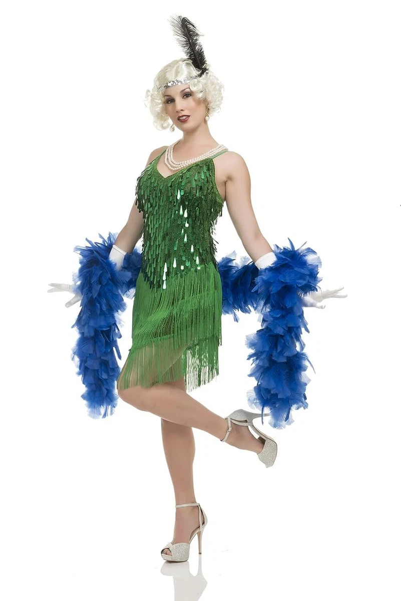 slim fit dress slacks 1920s Green Beaded Stella Flapper Dress