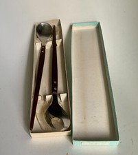 Vintage Salatbesteck Besteck Edelstahl Teak 60er Jahre New York Imperial OVP