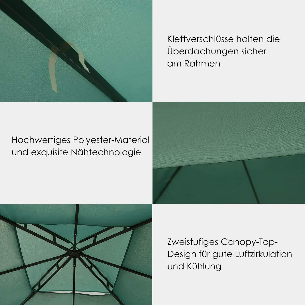 Sunjoy Ersatzdach Für Pavillon, 3-teilig, Khaki, 33 X 33 Cm - Wetterfest, Feuerhemmend (CPAI-84), Für Modelle A101012300 & A101012310