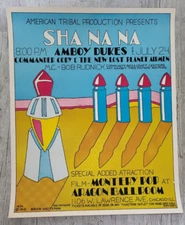 Rare 1970 Aragon Ballroom Poster SHA NA NA, AMBOY DUKES, COMMANDER CODY -17"x21"