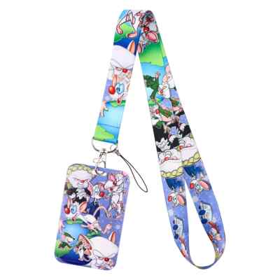 Pinky And The Brain Cartoon Characters Blue Lanyard With ID Badge Holder