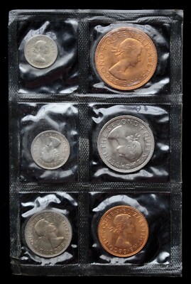 1964 NEW ZEALAND UNCIRCULATED 6-COINS SET - Bronze & Copper-Nickel
