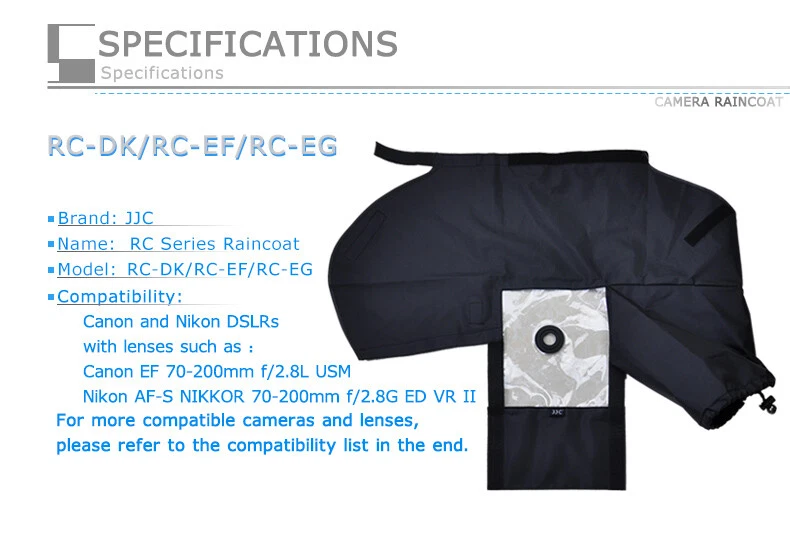 Protector de cubierta de lluvia impermeable para cámara JJC para Canon EOS 5D Mark III 7D Mark II Foto 2 de 4