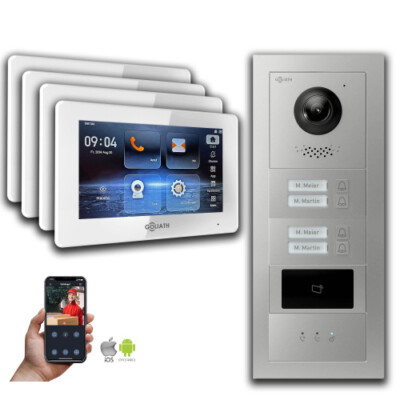 Goliath IP Video Türsprechanlage: 7-Zoll 4 Familienhaus, RFID, Anzeige, Silber